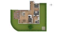 Neu-Ulm/Wiley: Energieeffiziente Erdgeschosswohnung mit Garten in ruhiger Lage - Grundriss ist nicht maßstabsgetreu. Einrichtung dient als Muster.